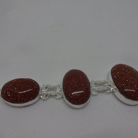 Sparkling "GOLD SUNSTONE" Handmade Sterling Bracelet 7.5" #254A - Picture 3 of 3